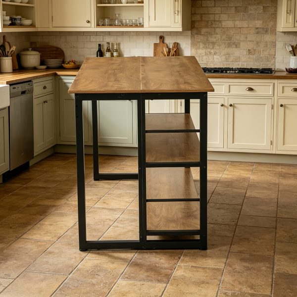 product-fancy-bdb3f6f1-eb68-40cc-babd-9a694fab34da 62.99-Inch Kitchen Island with Storage, 3-Tier Solid Wood Island Table with Open Shelves, Large Prep Table for Kitchen Dining Room, Rustic Brown