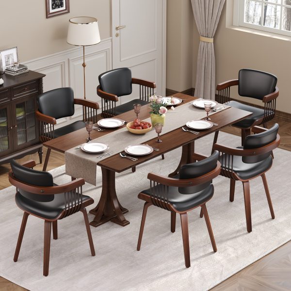product-fancy-bdc547e0-15f9-4b53-9926-3333ccecf4fe Two Ergonomic Wooden Dining Chairs, Curved Bentwood Backrest And Seat, High-Density Foam Cushion, Modern Semi-Armrest Kitchen Chair