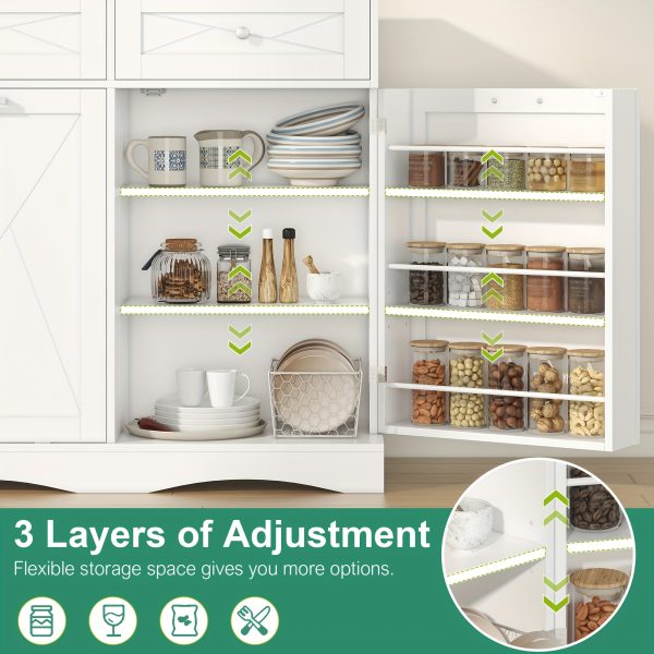 Wood Kitchen Pantry Island with Tilt-Out Trash Cabinet & Laundry Hamper - Adjustable Shelf Suitable for for, Suitable for Small Spaces, Hidden with Drawers, Tilt-Out Basket System, Space-Saving