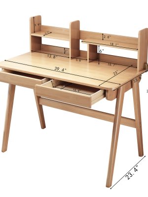 Newly Upgraded Solid Wood Desk And Cabinet Set. The Desk Features Built-in Storage Cabinets, Perfect for Teenagers, Office Workers, And More. Can Serve As A Study Desk, Computer Desk, Or Vanity Table. Available In 3 Color Options.