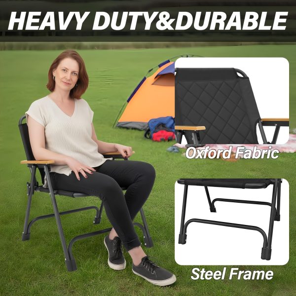 product-fancy-be1b41a6-c5bf-4fd8-b741-6955a406d290 1pc Outdoor Foldable Portable Camping Chair with Armrests, Patio Folding Armchair, Beach Vacation Travel Beach Chair, Supports 300 Lbs, Suitable for Camping, Beach, Fishing, Hiking, Patio Use