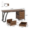 product-fancy-be3d859f-af8a-4c4c-ae75-38dad9b26758 59-Inch Industrial Computer Desk with 3 Reversible Drawers & File Storage - Brown Engineered Wood & Black Metal Workstation, Adjustable Foot Pads, Smooth Edges, Easy Assembly for Home Office, Desk Accessories Office, Sturdy Construction, Study Writing Table, Rustic Furniture, Highquality Materials, Remote Workers