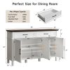 product-fancy-be42b729-63cd-4f82-a23f-01e7f3a5fc25 Farmhouse 48 Inch Buffet Cabinet with Storage, 48 Inch Sideboard with 2 Drawers And 3 Doors - Wood Coffee Bar Cabinet with Adjustable Shelves for Kitchen, Dining Room, Living Room