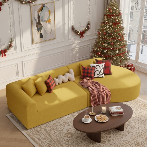 product-fancy-be4d846a-151f-4504-ae0a-e413d8dc7258 116" Curved Sofa with Throw Pillows, 4-Seater Luxury Chenille Fabric with Fully Assembled Long Lounge Sofa, Living Room Curved Sectional Sofa Chaise Lounge