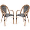 product-fancy-be63d7cd-b8fe-4b46-b831-2655ed53f413 French Bistro Chairs Set Of 2, Hand-Woven PE Rattan Outdoor Arm Dining Chairs with Metal Frame for Garden Balcony