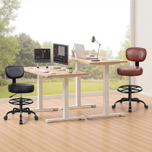 product-fancy-be66f2d1-8835-4449-bcb6-878e3a3613e8 KERDOM Adjustable Height Drafting Chair with Removable Backrest & Quiet-Rolling Wheels - 300 lbs Capacity PU Leather Swivel Stool, Ergonomic Metal Frame for Office, Studio, Clinic, Kitchen, Salon (Black), Ergonomic Chair, Studio Seating, Professional Seating, Premium Materials, Heightadjustable Stool, Office Professionals, Standing Desk Stool, Sleek Design, Durable Construction, Rolling Stool, Kitchen Stool