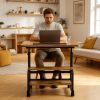 product-fancy-be8d8655-eff9-48bd-a829-3dbd2e02dc6e Portable Height Adjustable for artist Desk, Natural Wood Grain Surface with Anti-Slip Edge, Sturdy Metal Frame And Smooth Wheels, 2-Tier Storage for Art Supplies, Perfect for Drawing Painting Creation