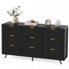 Bedroom Dresser with 9 Drawers, 57" Wide Modern Chest of Drawers, Wooden Dresser TV Stand, Wood Closet Clothes Storage Organizer for Living Room, Hallway, Natural Oak