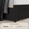 product-fancy-bead7f3a-3800-4ff6-a95a-83839025455f FULTRU Upholstered LED Bed Frame in Full, Queen, Or King Size with Two Storage Drawers, Velvet Platform Bed Featuring a Wingback Headboard, Sturdy Wooden Slats for Support, No Need for a Box Spring, Headboard with a Splicing Design
