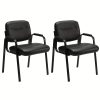product-fancy-beefe0e8-948b-49a6-ad3d-5507aebb2f62 Waiting Room Chairs - 2pack - No Wheels - Leather Guest Chair With Padded Arm - Office Reception - Guest Chair - Conference Room - Lobby Table Side - Salon Home - Black
