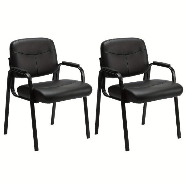 product-fancy-beefe0e8-948b-49a6-ad3d-5507aebb2f62 Waiting Room Chairs - 2pack - No Wheels - Leather Guest Chair With Padded Arm - Office Reception - Guest Chair - Conference Room - Lobby Table Side - Salon Home - Black