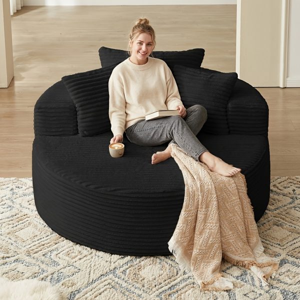 product-fancy-beeff19b-284d-4fcb-88eb-3b78f44c4969 55" Oversized Round Lounge Chair, Fabric Corduroy Deep Seat Cloud Sofa Chair, No Assembly Required | Upholstered Comfort Reading Recliner for Living Room, Bedroom, And Movie Viewing Room.