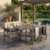 5- And 7pcs Patio Dining Set, Outdoor Table And Chairs, All Weather Furniture with Umbrella Hole for Backyard Garden Deck Lawn Pool