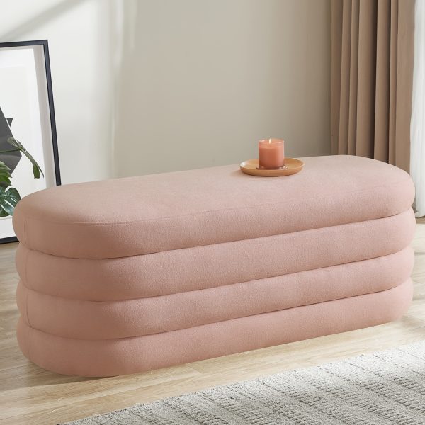 product-fancy-bf180dd4-1c2c-4de2-a3f0-8e95779f28bf Storage Ottoman Bench 49.2 Inch Upholstered Fabric Storage Bench for Bedroom End of Bed Aesthetic Large Oval Storage Ottoman for Living Room Entryway