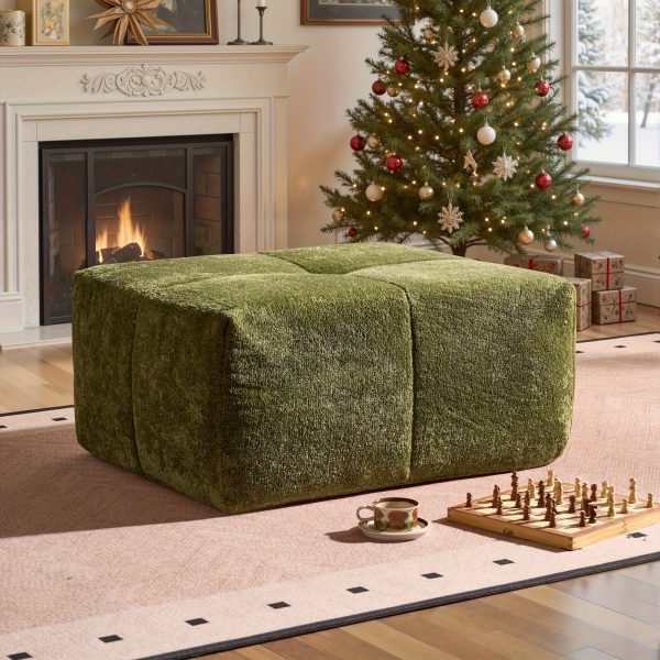 [Ottoman| 2 Fabric Options -Faux Suede/Velvet Silver Fiber Fabric] Oversized Sectional Sofa Part: Ottoman - Can Be Combined Into Luxurious Couch For Living Room, Use For A Coffee Table Or A Single Bench, Spacious Seating For Family And Friends
