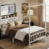 product-fancy-bf5077ca-6412-45e4-8ffc-24a947211031 Queen/full/twin Size Bed Frame with Storage Headboard, Detachable MetalPlatform Bed with Under-Bed Storage, Sturdy Bed Frame with Shelves, No Box Spring Needed White/black