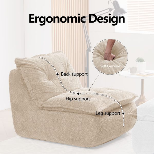 product-fancy-bf69ae12-96ee-46c8-8e42-bafaa3b627d8 MCQ Single Recliner Chair with Footrest - 62.2-inch Foam Floor Lounger, Boneless Modern Bean Bag Sofa Suitable for Bedroom or Living Room, Cloud Bed for, No Assembly Required, Space-Saving