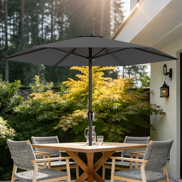 product-fancy-bf6f5c2a-8d62-4d69-a256-957c766b70c4 9FT Outdoor Patio Umbrella, Market Table Umbrella with Crank & 6 Sturdy Ribs, UV Protection Windproof, Pool Umbrella Perfect for Deck, Backyard, Lawn And Garden