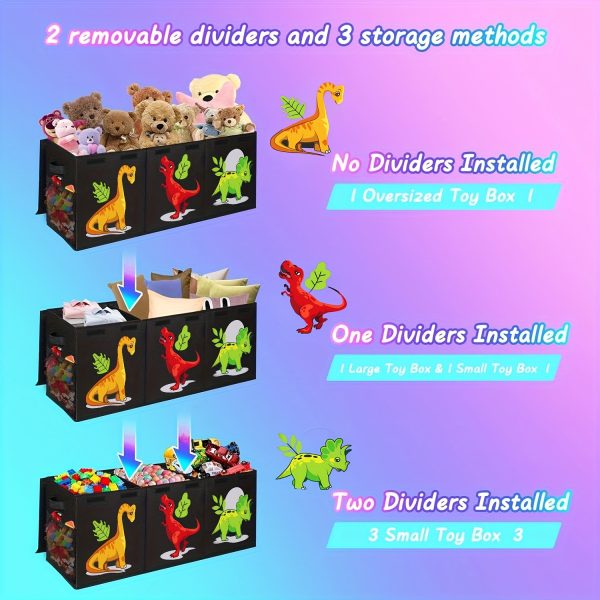 product-fancy-bf7f6c91-eab4-4971-a75b-b887835aa170 Extra Large Box, Collapsible Sturdy Storage Organizer With Lids, Dinosaur Box For 14+ Boys Girls, Chest Bin Baskets For Living Room, Playroom, Bedroom, Nursery, Black