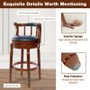 product-fancy-bf9548b2-0a4c-4a51-b940-d794e8ce7d42 360° Swivel Modern Bar Stool with Premium Leather Seat and Dark Wood Finish - Hand-Nailed Trim, Durable Rubberwood Construction, Suitable for Kitchen Island, Home Bar, or Dining Area