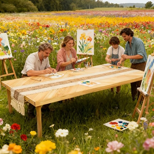 Foldable Beach Picnic Table 60-Inch Low-Profile, Portable Wooden Bohemian-Style Travel Picnic Table, Suitable for Indoor And Outdoor Occasions Including Picnics, Beach Trips, BBQs, Camping, Gatherings, Outdoor Dining, Gardens, And More.