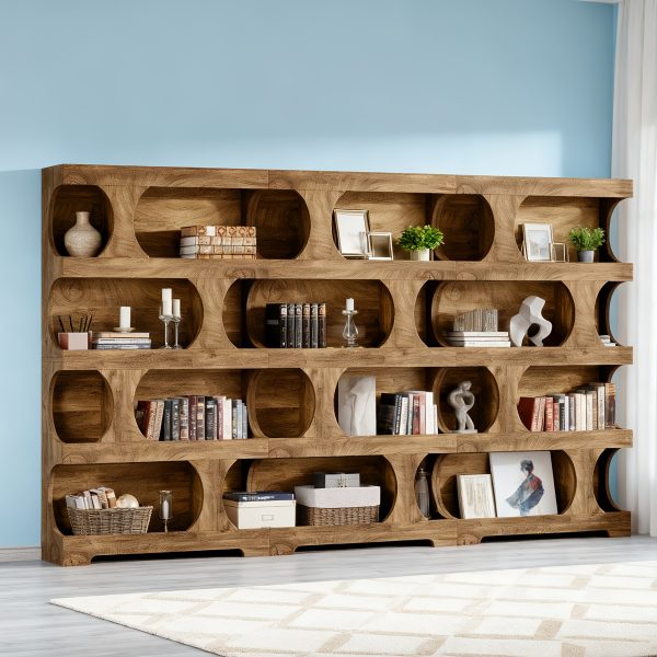 product-fancy-bfdfd0ca-a8be-408d-a55d-ff2f8efb986b 71-inch Tall 4-Tier Solid Hardwood Bookcase with Storage Shelves - Modern Freestanding Bookshelf, Natural Wood & / Painted Shelves, Sturdy Floor-Standing Design for Living Room, Bedroom, Home Office - Easy Assembly Required