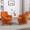 product-fancy-c01e4d4a-99c0-4c1f-b888-9fead8cf4012 360° Rotatable Bedroom Comfort Cinema Chair with Golden Stainless Steel Base Circular Bar Stool ( Set Of Two)