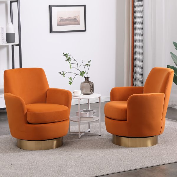 product-fancy-c01e4d4a-99c0-4c1f-b888-9fead8cf4012 360° Rotatable Bedroom Comfort Cinema Chair with Golden Stainless Steel Base Circular Bar Stool ( Set Of Two)