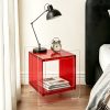 AESOME Modern Clear Acrylic Nightstand with Open Shelf - Portable Bedside Table Suitable for Small Spaces, Multicolor Contemporary Shelf Unit, Assembly Bedside Storage for Bedroom, Bathroom, Office, Living Room, Non-Wood
