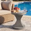 Modern Sculptural Mgo Outdoor Side Table, Grey Faux Wood And Stone Cylinder Nesting Table Set, Weather-Proof Concrete Garden Stool for Patio Living Room