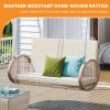 product-fancy-c045c219-aa27-440c-8578-ca54948ceeb7 Phabules Hanging Swing Chair with Oval Handrails and Waterproof Cushions, All- Weather Rattan Swing Chair 530lbs Capacity, for Outdoor