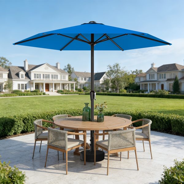 [Heavy Duty Patio Umbrella] 9ft Outdoor Umbrella, Heavy Duty Patio Umbrella with Crank, 6 Sturdy Ribs, UV Block for Market, Pool, Backyard, Garden (Base Sold Separately)