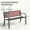 product-fancy-c0a21641-f846-4a14-a3c4-a1e3a53dcc0f 47-inch Pure Iron Casual Bench, Equipped with Ergonomic PVC Mesh Backrest, Non-slip Chair Legs And All-weather Design, Suitable for Outdoor, Garden, Yard And Poolside Areas