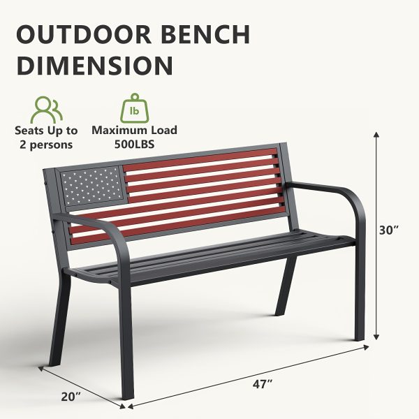 product-fancy-c0a21641-f846-4a14-a3c4-a1e3a53dcc0f 47-inch Pure Iron Casual Bench, Equipped with Ergonomic PVC Mesh Backrest, Non-slip Chair Legs And All-weather Design, Suitable for Outdoor, Garden, Yard And Poolside Areas