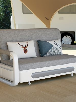 Modern Three-in-one Extendable Sofa Bed, Equipped With 2 Throw Pillows And A Solid - Wood Storage Box, Suitable For Patios And Living Rooms