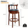 product-fancy-c0d53c01-73d8-4270-8b64-4ca60b802cbc 360° Swivel Modern Bar Stool with Premium Leather Seat and Dark Wood Finish - Hand-Nailed Trim, Durable Rubberwood Construction, Suitable for Kitchen Island, Home Bar, or Dining Area