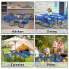 product-fancy-c0d99560-cbdf-4a4c-84c0-22f66aed1ca0 6-Person Outdoor Round Iron Picnic Table with Built-in Bench and Umbrella Hole, Suitable for Gardens, Courtyards, Patios, Lawns, Etc.