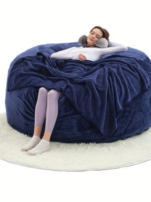 Enormous 6' Memory Foam Furniture Bean Bag (3 Gifts: U-Shaped Pillow, Blanket Pillow, 6-Foot Rug) - Big Sofa with Soft Microfiber Cover