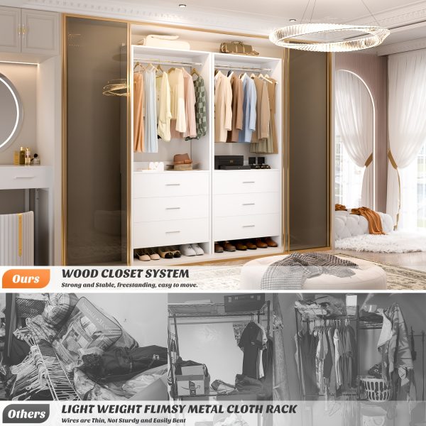 Wardrobe with 3 Drawers, 24 Inch Closet Organizer, Wooden Closet, Walk-in Closet