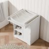 Foldable Baby Changing Station with 3 Drawers, White Diaper Table Organizer with Open Storage for Nursery