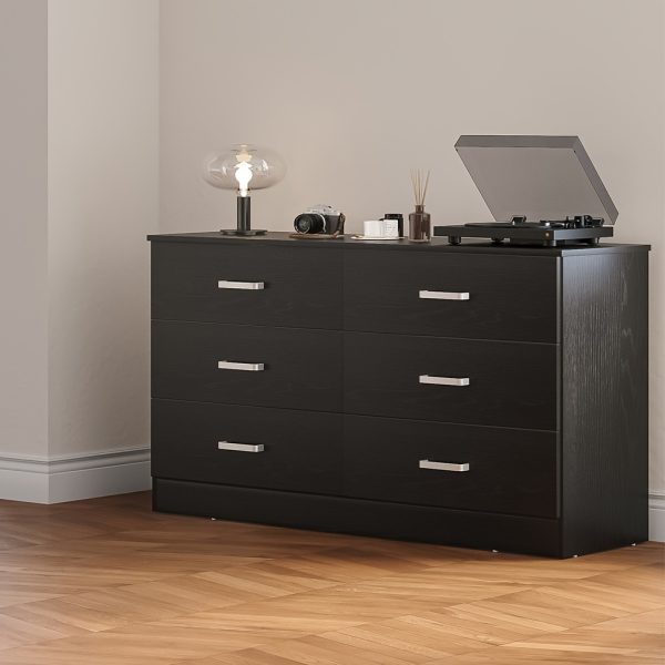 A Six-Drawer Dresser Designed for The Bedroom Featuring Spacious Drawers, Substantial Wooden Dressers, And a Chest of Drawers, Ideal for Modern Closets And Living Rooms