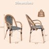 product-fancy-c11e8d68-8c23-40bc-9301-e44955b5fabd French Bistro Chairs Set Of 2, Hand-Woven PE Rattan Outdoor Arm Dining Chairs with Metal Frame for Garden Balcony