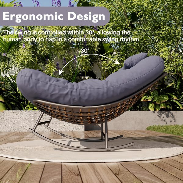 product-fancy-c151edf8-5464-469c-ad55-a47ffb179143 Large Papasan Rocking Chair, Double Rocking Chair with Thick Cushions And Rattan Frame, Oversized Lounge Chair for Nurseries, Suitable for Rooms, Living Rooms, Bedrooms, And Apartments (Gray)
