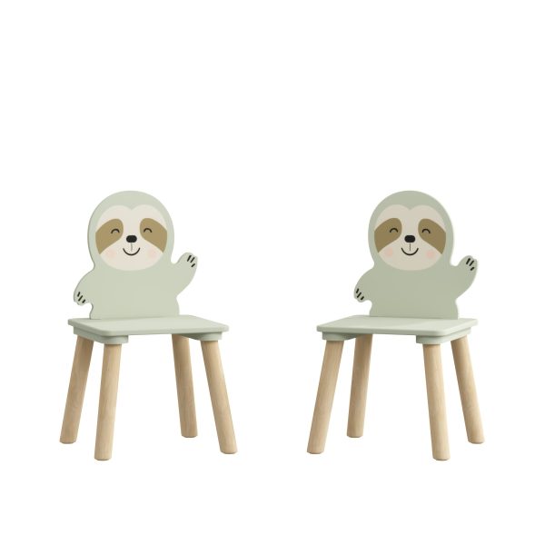 product-fancy-c15d82df-fe4b-4a08-b5a0-965845deec7a Kids Table and Chair Set with 2 Sloth Chairs - Toddler Activity Table & Sage Green Chairs Suitable for Playroom,, Classroom, Assembly, Cute Animal Design for Room Furniture, Study Table for