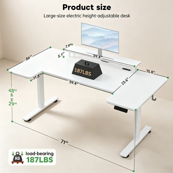 product-fancy-c17ed842-72f7-434c-885a-acc1d8e00b7d 71×36 Standing Desk Electric Adjustable Height Desks, Home Office Desks With Cable Management, Monitor Stand, 2 Hooks, 5 Power Outlets, 3 Memory Adjustable Height Computer Desk