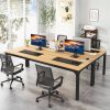product-fancy-c188c5bd-8fe4-462f-a0dc-a19a34813440 78.7" Extra Long Wooden Computer Desk for 2 People - Dual Workstation with Sturdy Metal Legs, Engineered Wood & Natural & Black Finish, Spacious Home Office Desk, Study Writing Table, Easy Assembly, Office Desk Supplies And Accessories, Collaborative Workspace, Contemporary Design, Durable Construction