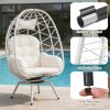 Egg-Shaped Chair That Rotates 360 Degrees, Made of Outdoor Rattan, Featuring Plush And Thick Cushions, with Adjustable And Sturdy Legs, Perfect for Outdoor Settings Like Poolside