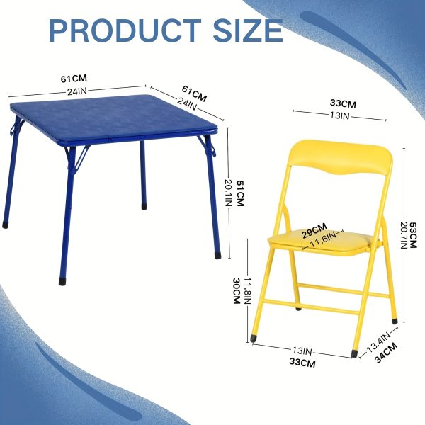 product-fancy-c18e605b-7a97-44a7-bc83-5f3594e17489 Colorful Folding Table with 24-Inch Width And 2/4 Sturdy Chairs - Vibrant, Space-Saving Design, Perfect for Family Playtime, Creative Activities, And Learning - Ideal for Fun And Creative Spaces ( 3pcs Or 5pcs)
