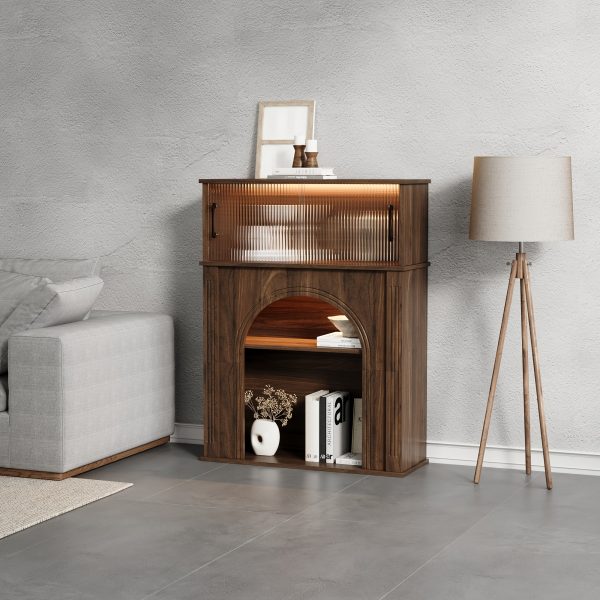 product-fancy-c1a27abc-ad52-4400-8b86-959c94730361 Contemporary Storage Unit Featuring Two Shelves And One Compartment, a Display Cabinet with a Glass Door, a Bookshelf with Sleek Handles, Suitable for The Living Room, Office, And Entryway, Stylishly Designed in Brown