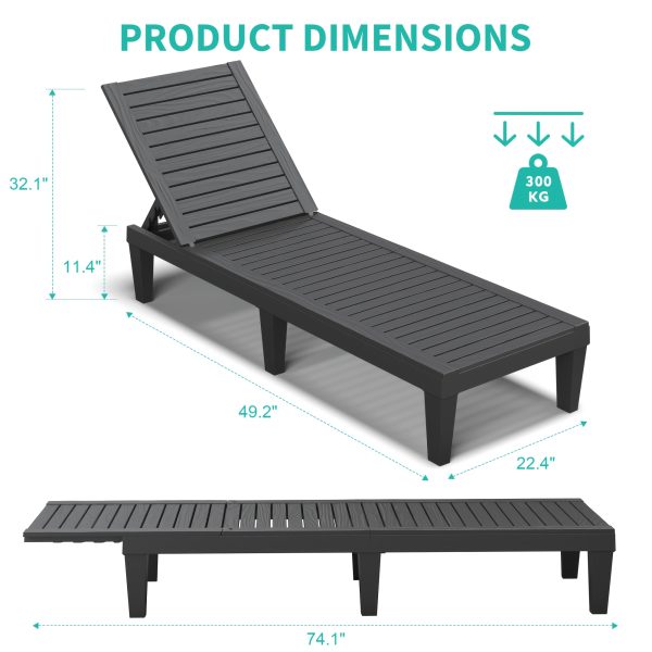 Outdoor Chaise Lounge Chair Set Of 2 For Outside Pool Patio, Adjustable Waterproof Easy Assembly Chaise Lounge Outdoor
